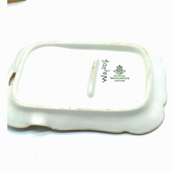 Antique Porcelain Bavaria Tirschenreuth Gold rim purple‎ flowers trinket dish - Picture 3 of 7